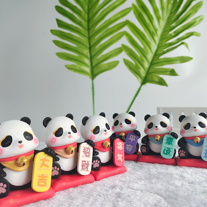 可爱熊猫摆件滚滚手办公仔招财祈福桌面四川成都纪念品礼物文创 - 图1
