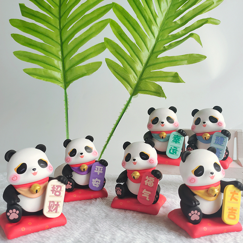 可爱熊猫摆件滚滚手办公仔招财祈福桌面四川成都纪念品礼物文创 - 图0