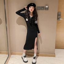 Girl Spring Autumn Season Fried Street Jersey Dress New Children Small Crowdcap Hot Girl Dress With Dresses CUHK Kids Trendy Dresses