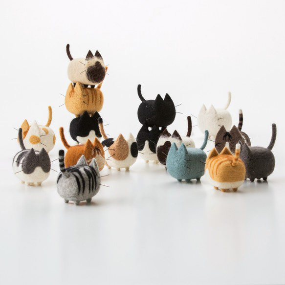 Biabia手作馆羊毛毡戳戳乐diy材料包自制手工礼品萌动物无面猫狗 - 图1