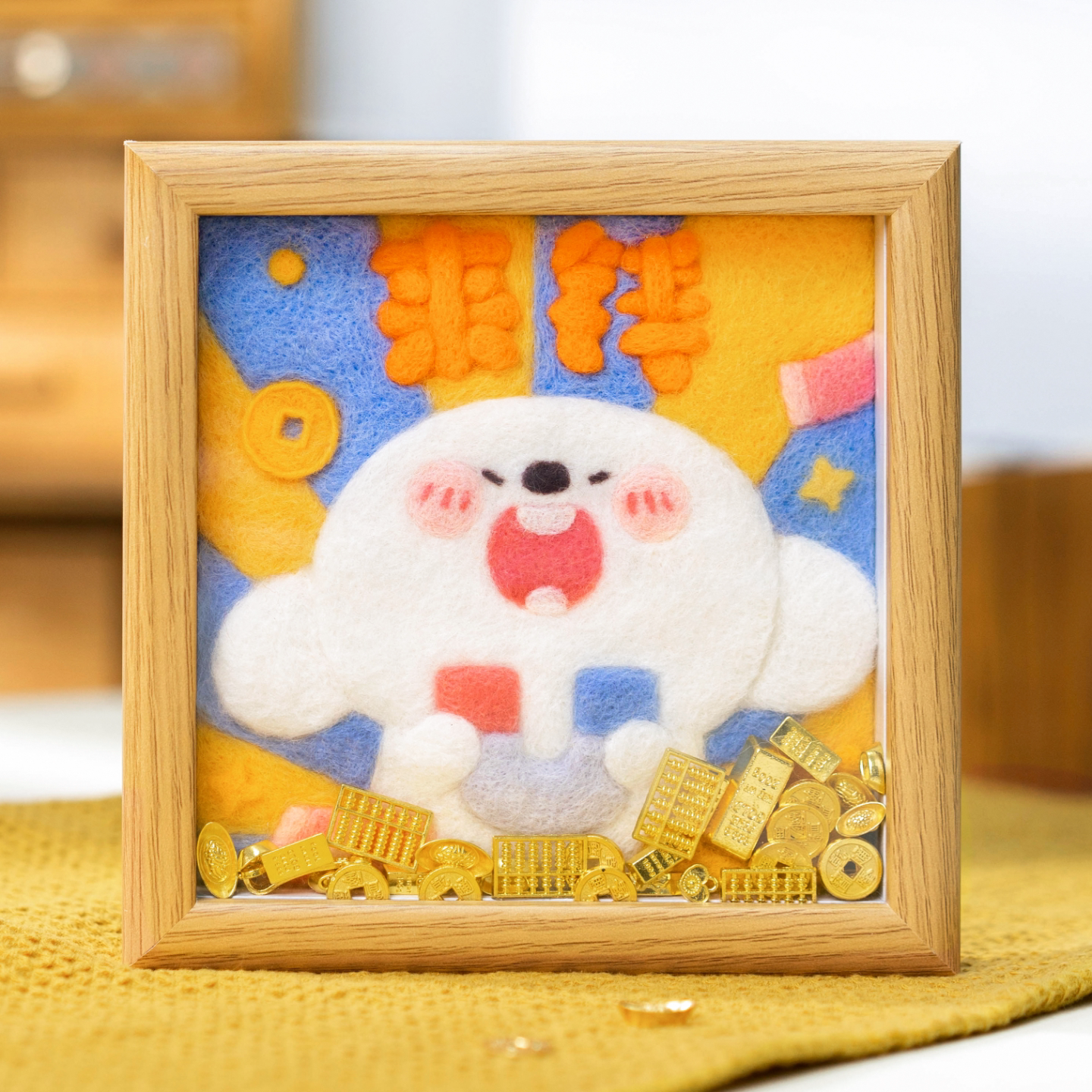 BIABIA羊毛毡戳戳乐diy材料包手工蛇玩偶挂件新年礼物相框装饰画