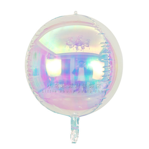 炫彩透明渐变镭射4D气球铝膜节日派对装饰婚庆背景布置飘空氦气球 - 图3
