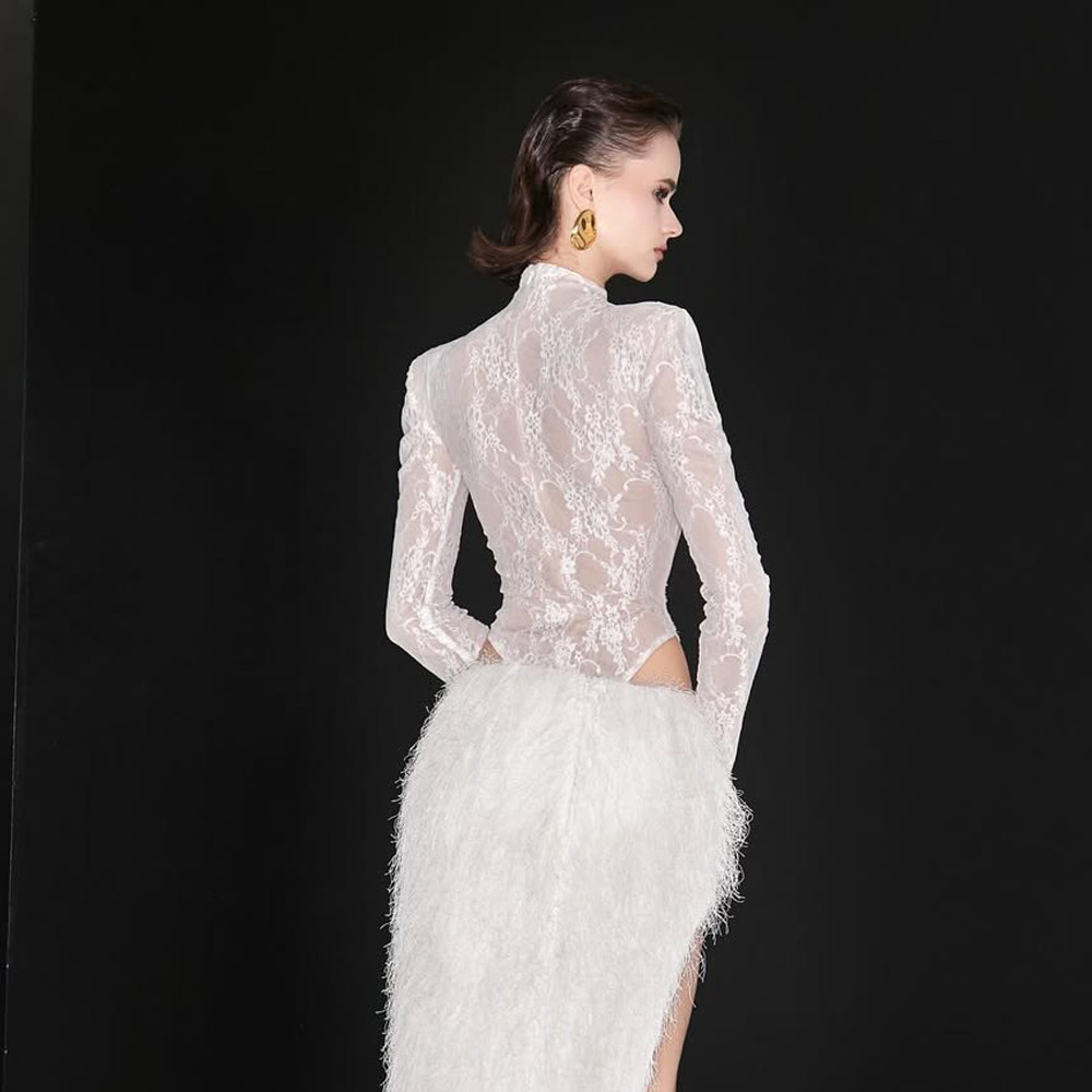 白色打底衫女2025秋冬新款蕾丝网纱连裆裤半高领长袖T恤连体裤,淘宝优惠券,粉丝福利购,淘宝优惠卷