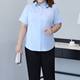 Blue large size shirt for women with fat mm, professional wear, temperament, formal work clothes, plus fat, enlarged summer shirt, short-sleeved size