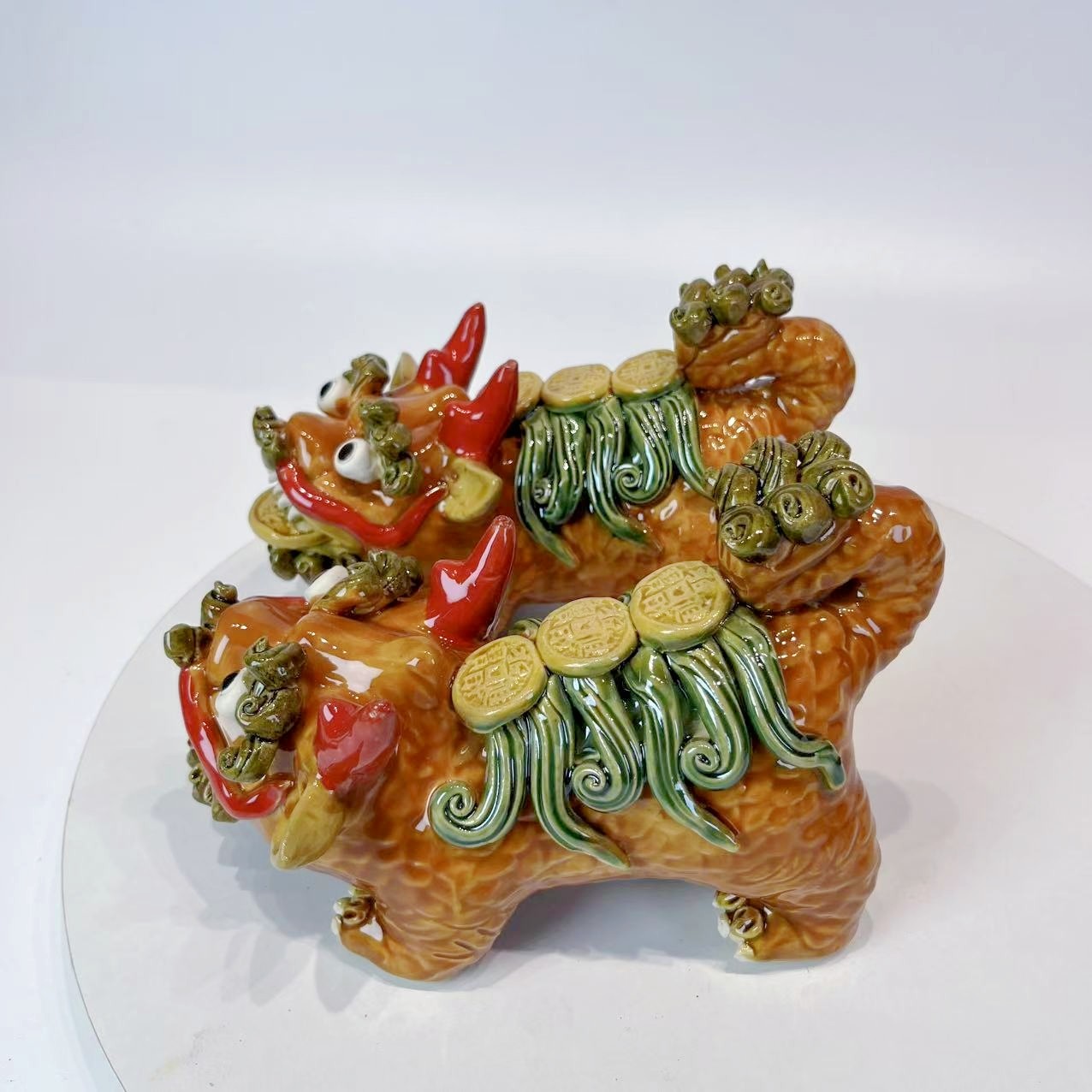 石湾陶瓷麒麟家居工艺品风水玄关招财店铺桌面门厅镇宅吉祥物1对,淘宝优惠券,粉丝福利购,淘宝优惠卷