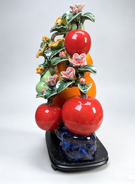 福禄平安陶瓷葫芦摆件客厅办公室茶室乔迁开业送礼27x16x38