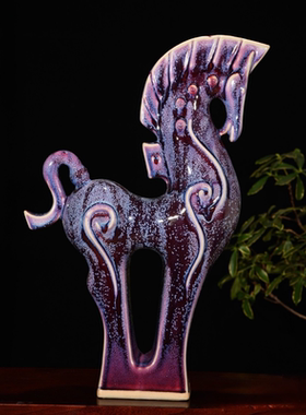 景德镇陶瓷器窑变钧瓷美林马中式客厅家居书房办公室工艺礼品摆件