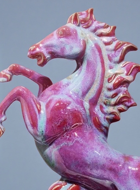 钧瓷生肖马摆件马到成功客厅办公室书房桌面装饰摆设乔迁开业礼品