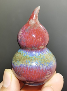 钧瓷迷你葫芦摆件中式桌面茶宠窑变釉福禄手把件家居装饰文玩礼物