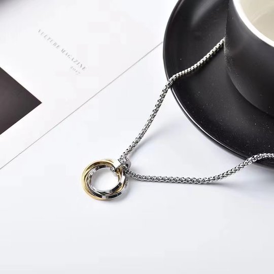三环项链男女士2024新款学生潮流嘻哈小众设计高级配饰送礼物吊坠
