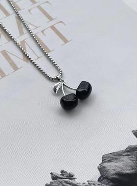 合金钛钢链条盒子链女原创项链