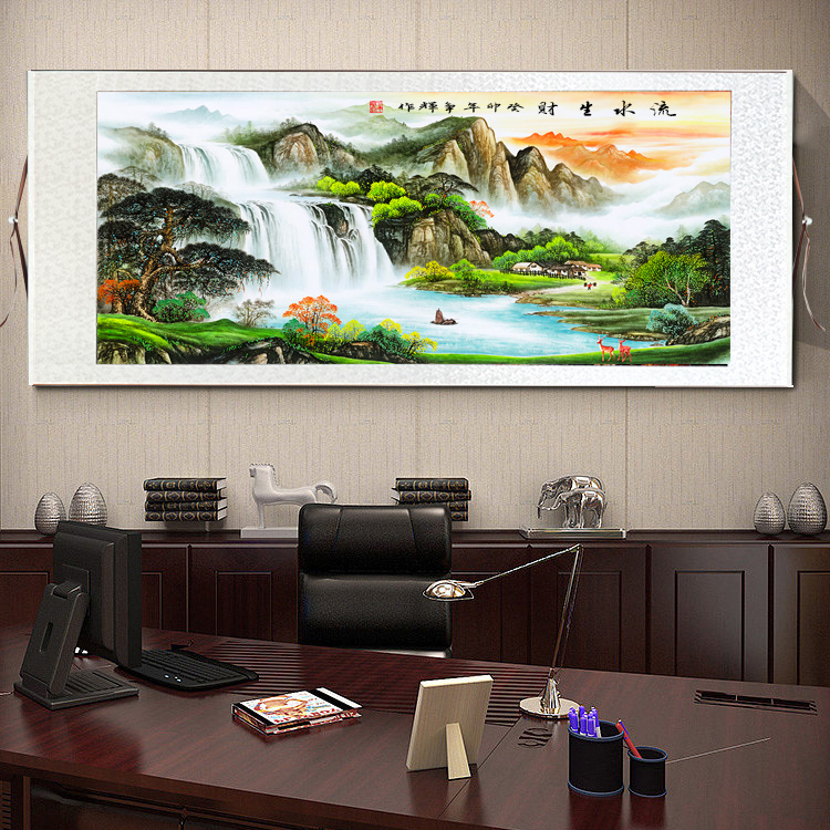 字画国画办公室客厅背景墙挂画聚宝盆招财靠山鸿运当头中式山水画,淘宝优惠券,粉丝福利购,淘宝优惠卷