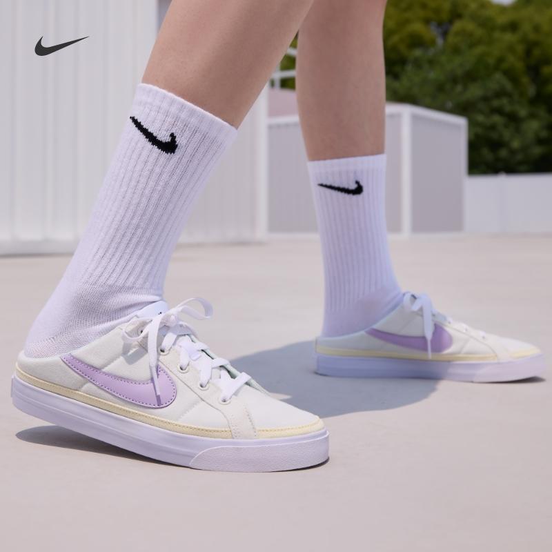 NIKE耐克鞋夏季新款半拖帆布鞋一脚蹬懒人鞋运动休闲鞋HJ3494-151 - 图0