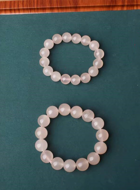 天然阿富汗玉藕粉圆珠手串浅粉色水蜜桃色少女款手链玉石手饰