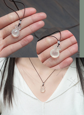 高冰马料玉髓祥云锁吊坠玛瑙荔枝冻白月光笑佛平安扣挂件如意项链