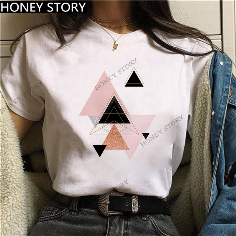 Geometry T shirt 创意有趣几何图形印花休闲百搭男女同款圆领T恤 - 图3