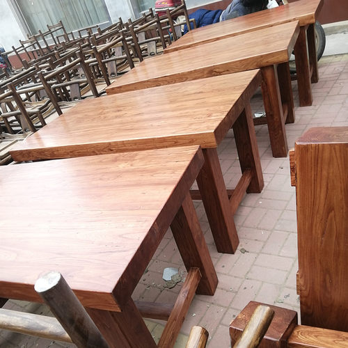 老榆木餐桌全实木厚面餐桌饭店桌子原木办公桌长方形餐桌简约现代 - 图1