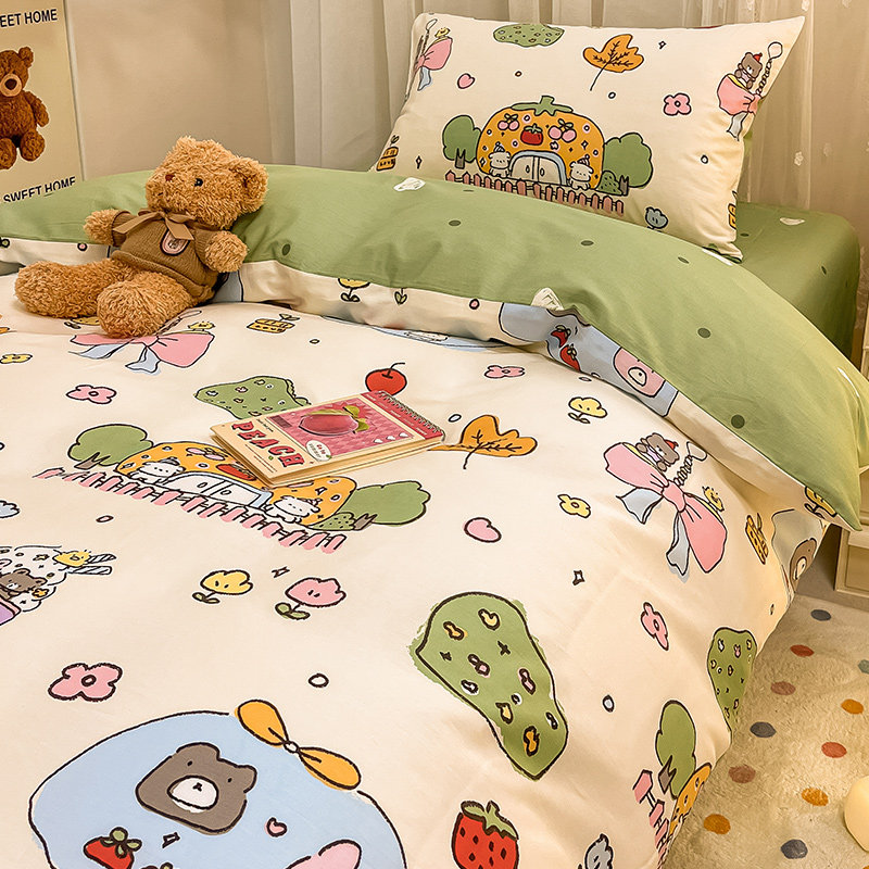 无印良品全棉四件套纯棉ins被套床单 卡通儿童学生单人宿舍三件套,淘宝优惠券,粉丝福利购,淘宝优惠卷