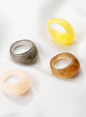 Retro transparent resin index finger ring acrylic jewelry 潮