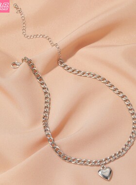 Punk style thick chain Metal layer peach heart necklace 项链