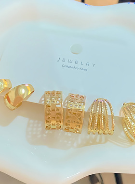 金色夸张耳圈耳环 new golden exaggerated Women's earrings set