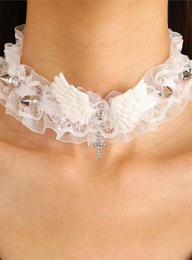 female niche design lace lolita choker punk short necklace