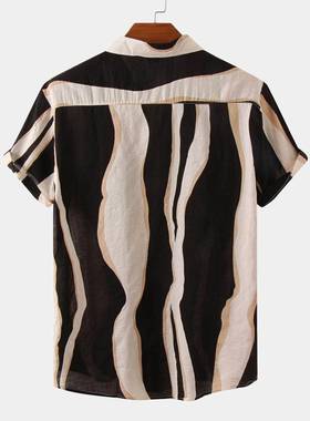 外贸男装2025夏季新品男士休闲短袖衬衣潮流美式衬衫Men's Sh