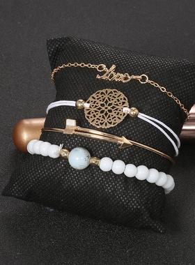Bracelets English Letter Pendant 4 Piece Bracelet 欧美手链女