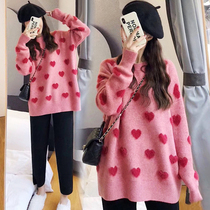 Pregnant womens spring clothing blouses 2024 new autumn and winter net red fashion loose large code casual cover headlong hair clothes autumn and winter