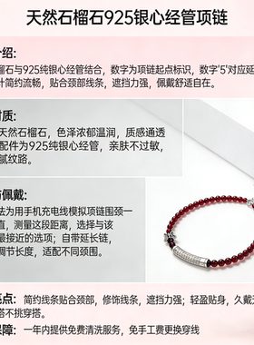 六字真言S925纯银锁骨链弯管项链女气质石榴石路路通遮疤项圈