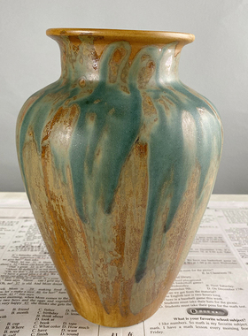 景德镇陶瓷花瓶手工油画风花器中式美式插花家居客厅样板房装饰