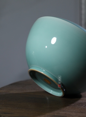 龙泉青瓷大师吴国峰手工作品《山水相依》中式家居摆件大号茶叶罐