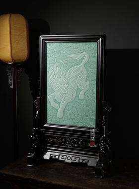 觅青堂龙泉青瓷插板画摆件