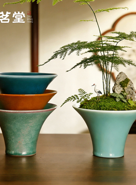 陶瓷水培花器苔藓球盆兰花盆室内