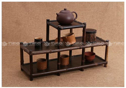 小号双层紫竹博古架 茶柜收纳摆设具列花架 茶道展示竹展架多宝阁 - 图2