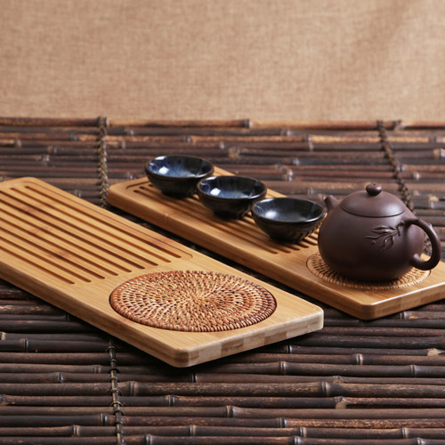 日式简约迷你功夫茶具小茶盘竹制长方形奉托盘实木家用茶海干泡台 - 图2