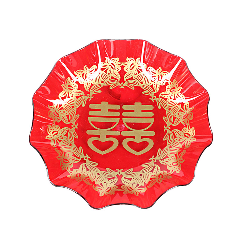 果盘结婚婚庆喜字家用红色糖果水果瓜子喜糖盘托盘子婚礼用品中式 - 图3