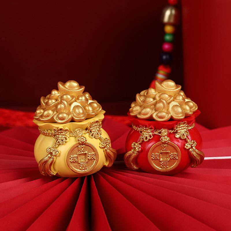 新款家居招财进宝金钱袋装饰摆件树脂工艺品迷你财源滚滚桌面装饰