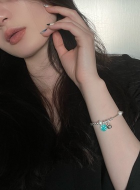 蓝色笑脸天然珍珠手链