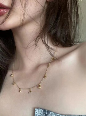 欧美简约小金豆豆锁骨链