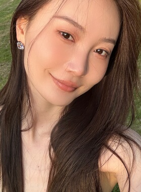 单颗大皓耳钉黑色边边亮亮耳环