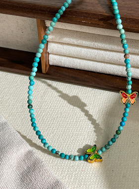 绿松石蝴蝶串珠锁骨链