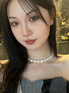 法式优雅天然巴洛克爱心扣项链