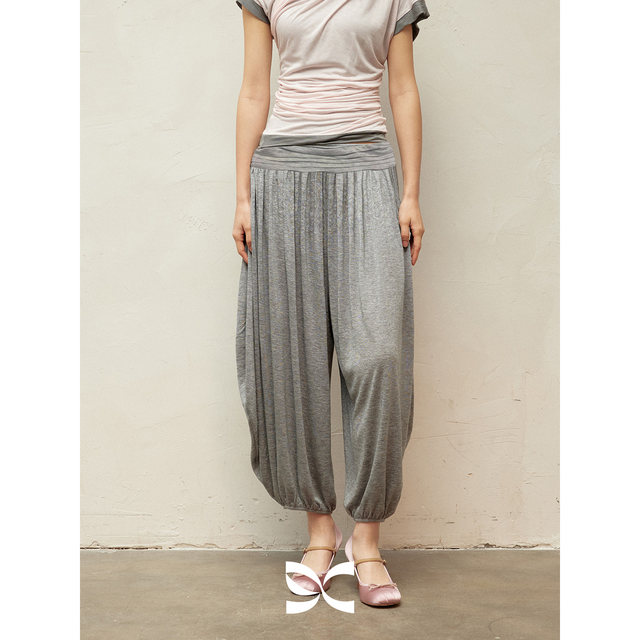 SQUARE CIRCLE ແອວສີ່ຫຼ່ຽມ pleated ວ່າງ draping ເກົ້າຈຸດ bloomers