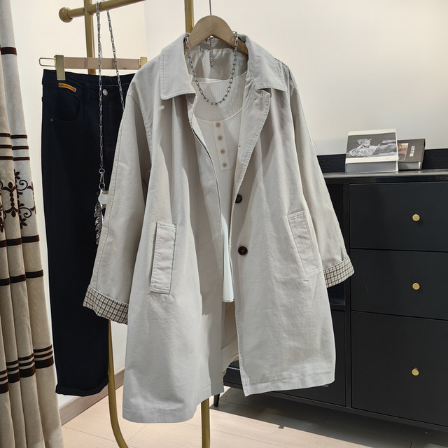 Fashionable casual loose slimming mid-length pure cotton windbreaker