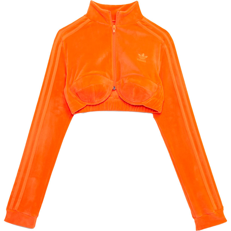 Adidas/阿迪达斯三叶草橙女子休闲运动透气短款夹克外套H50966 - 图3