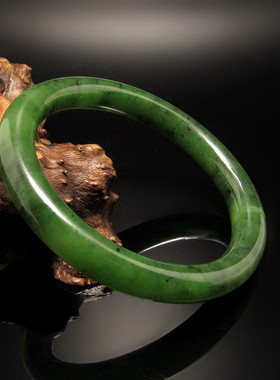 天然手镯圆条新疆和田玉送证书