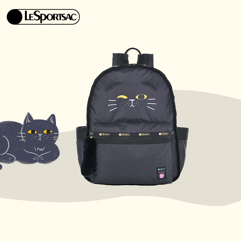 李羽桐同款LeSportsac乐播诗菜菜篮子猫猫黑色双肩包大容量女,淘宝优惠券,粉丝福利购,淘宝优惠卷