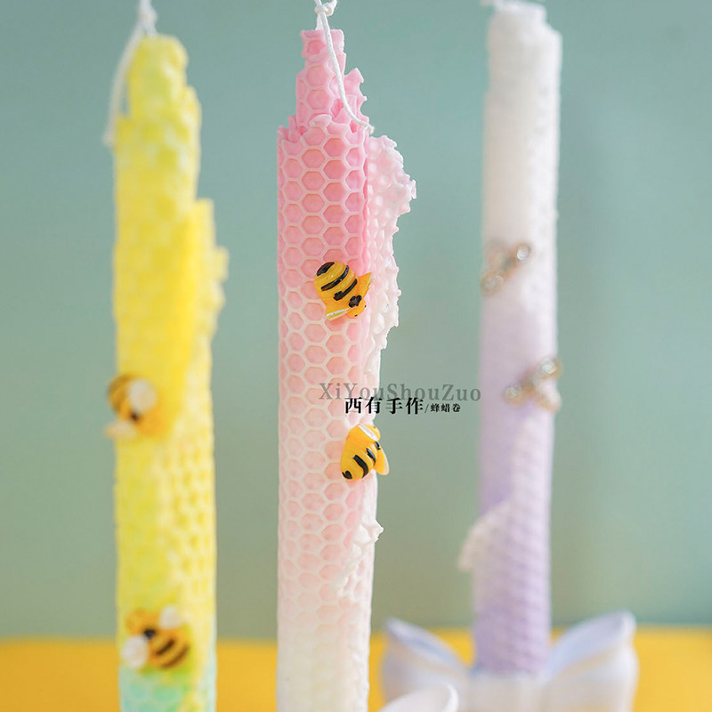 原创蜂巢蜡片新手材料包DIY团建手工蜂窝状手卷硅胶模具赠送教程,淘宝优惠券,粉丝福利购,淘宝优惠卷