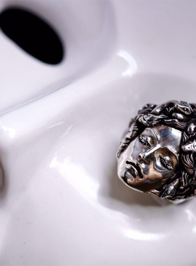 欲望车间原创手工美杜莎纯银戒指